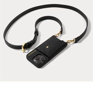 Bandolier Black leather iPhone 16 pro wallet case